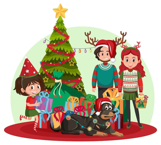 Happy family in christmas theme