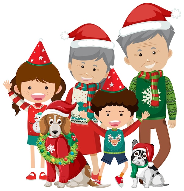 Vector happy family in christmas theme