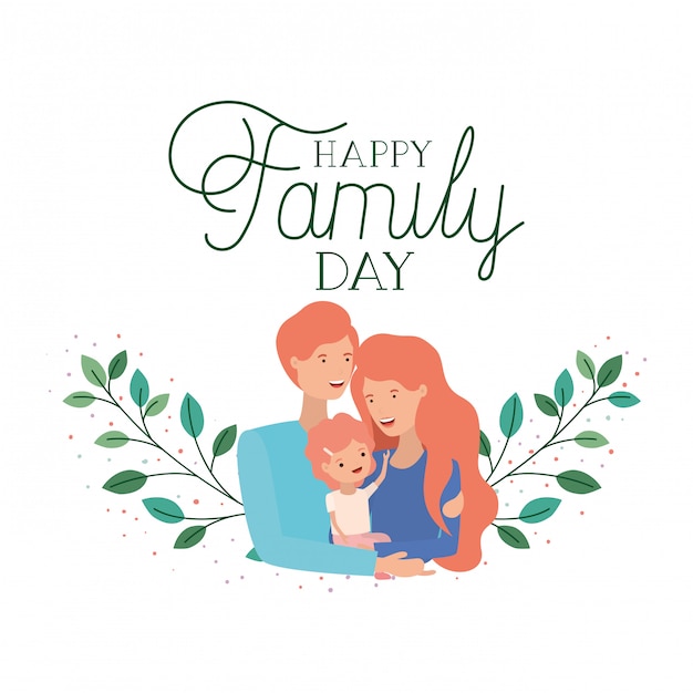 Happy family day label isolated icon