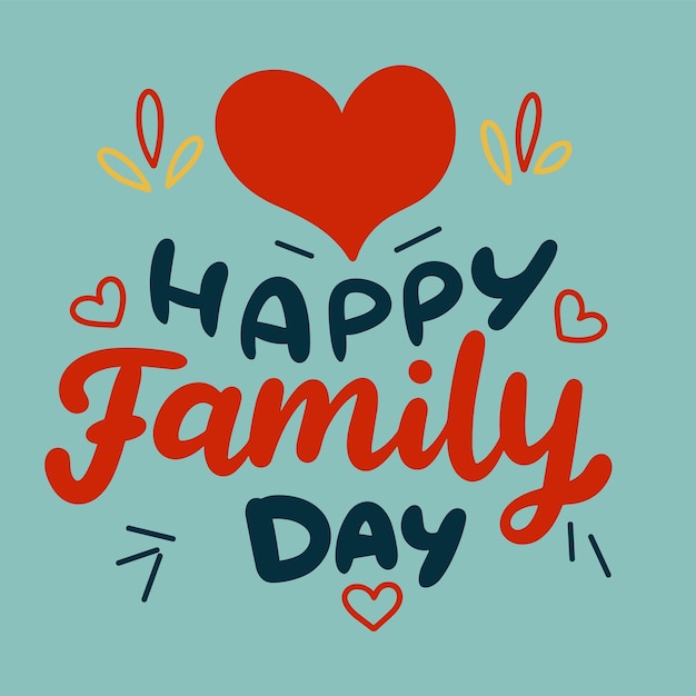 Happy Family Day tekst banner vierkante compositie Handschrift korte zin voor vakantie Concept Happy