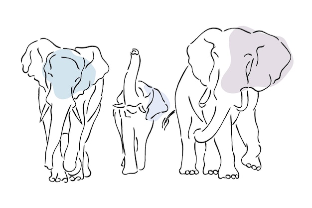 Vector happy family of elephants