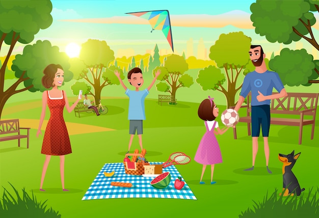 Happy Family Enjoying Picnic