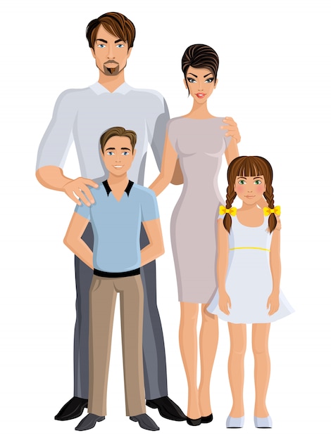 Vector happy family full length