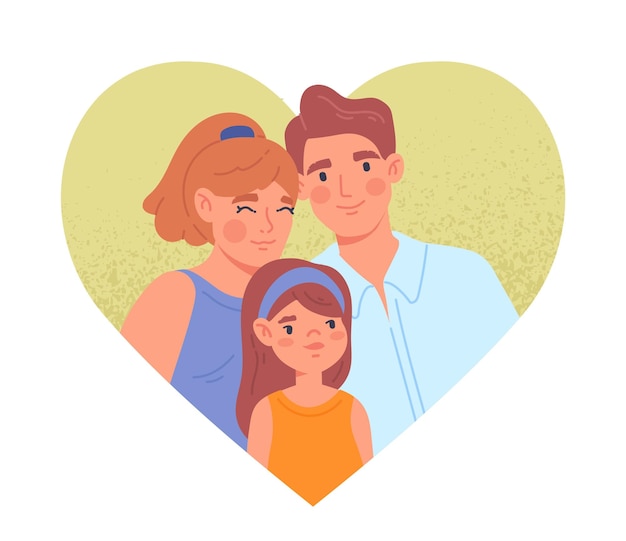 Vector happy family in heart