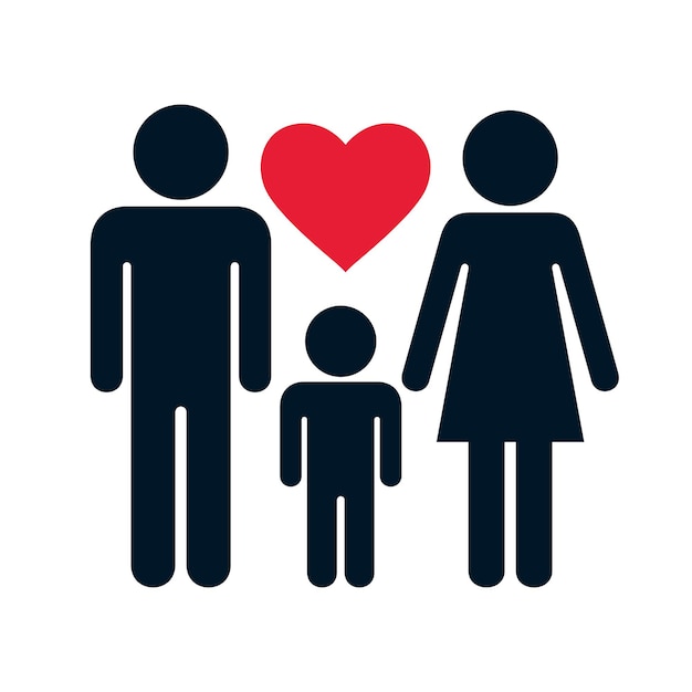 Счастливая семейная икона. Мама, папа и ребенок. Векторная иллюстрация.