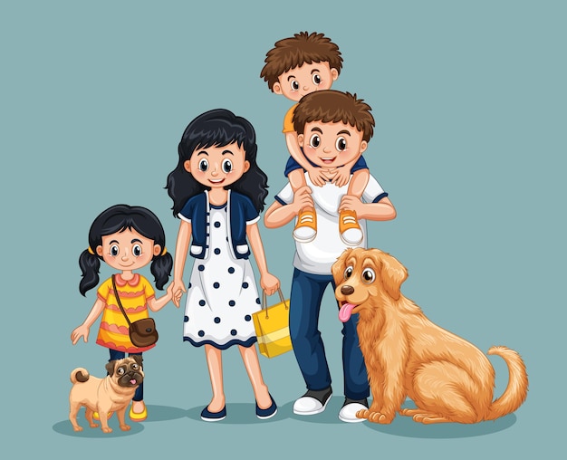 Vector happy family member cartoon character