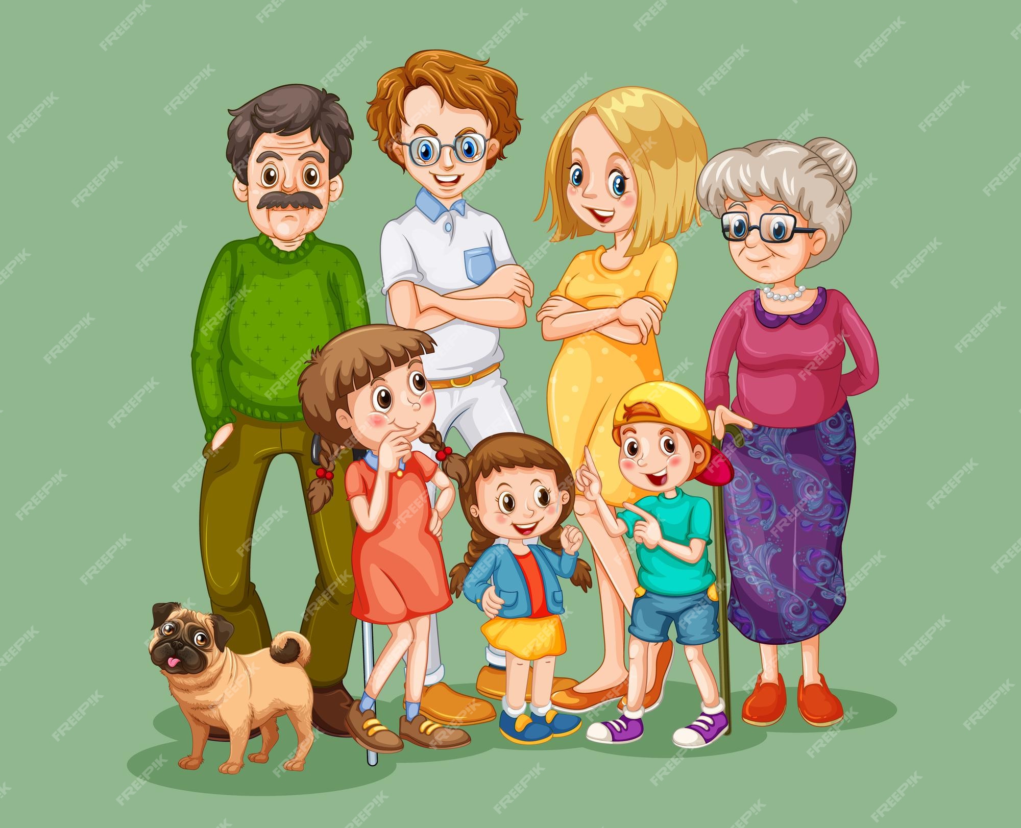 Premium Vector | Happy family member cartoon character