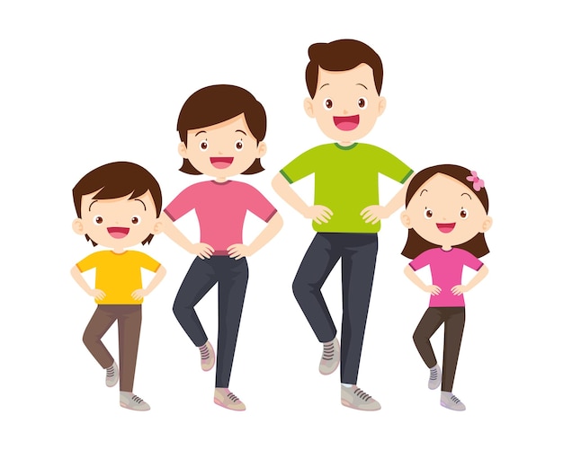 Happy Family Sport Activity Mother Father and Kid Doing Morning Exercising at Home