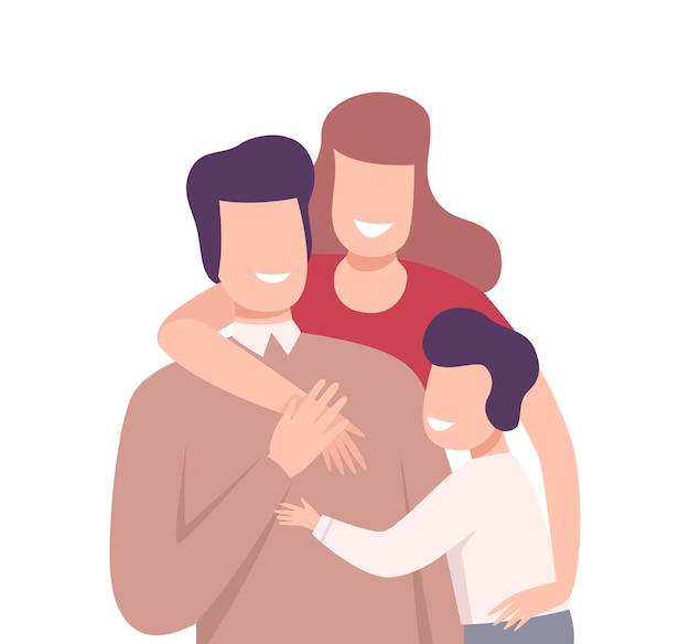 happy family standing close to each other and spending time together during weekend