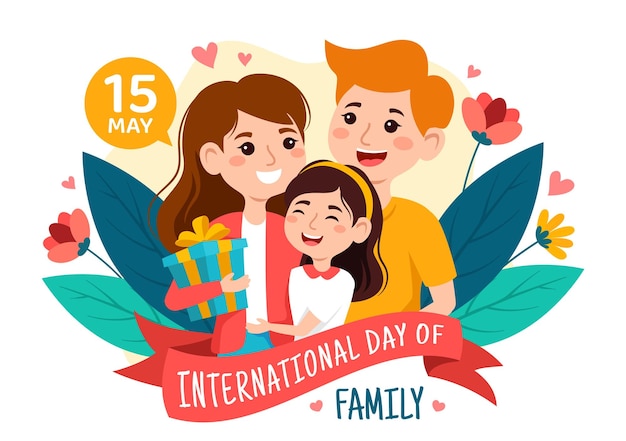 Happy Family Vector Illustration with Mom Dad and Child Character to Happiness and Love Celebration