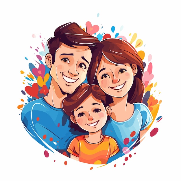 Happy family with children vector