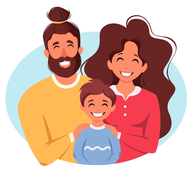 Vector happy family with son