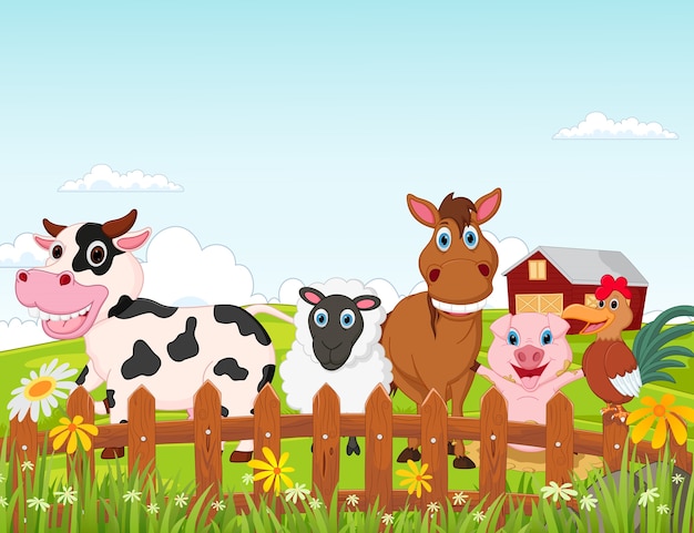 happy farm animal cartoon collection