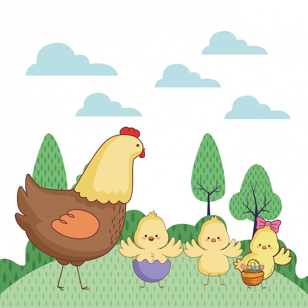 Vector happy farm animals cartoon