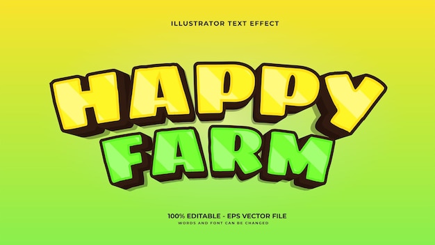 Редактируемый текстовый эффект happy farm