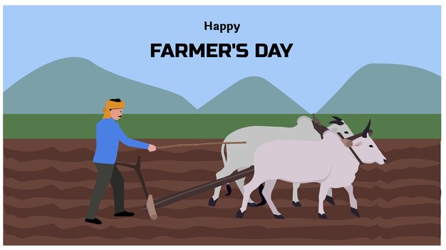 Happy farmer's day kisan diwas 23 december vector illustration