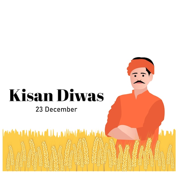 Happy farmer's day kisan diwas 23 december vector illustration