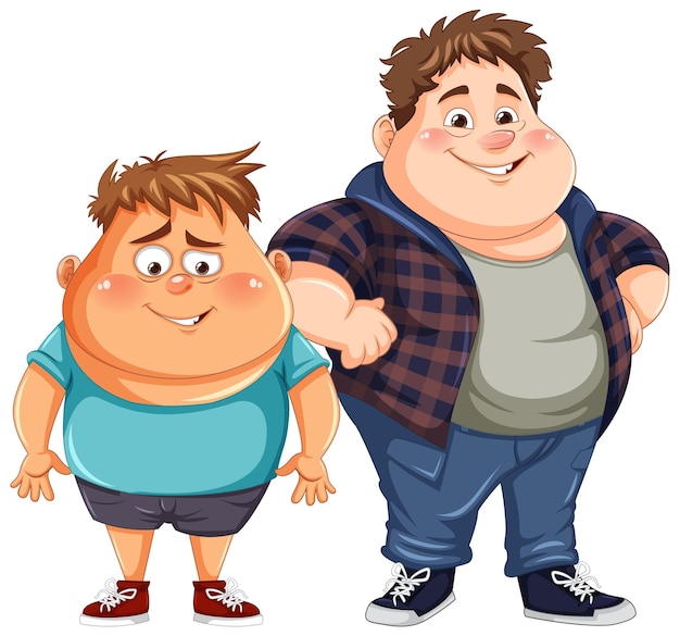 Vector happy fat men cartoon character