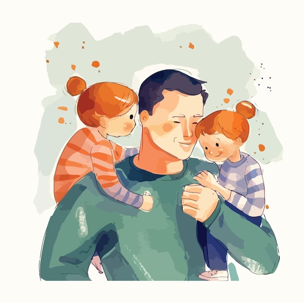 Happy Father Day Flat Design Handgetekende Vector Cartoon Illustratie