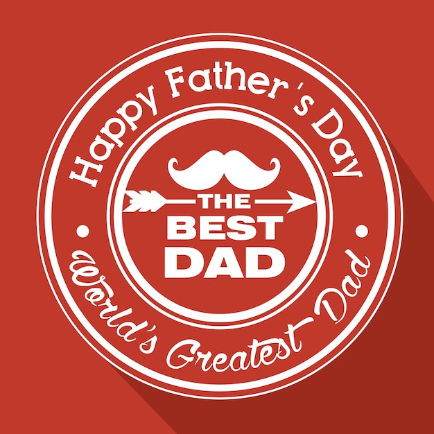 Happy father day label with mustache and arrow