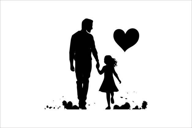 Vettore felice silhouette per la festa del padre