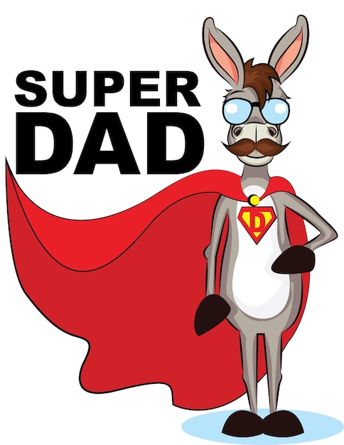 Happy father day stripfiguur donkey super dad