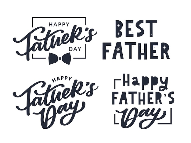 Happy father's day calligraphy greeting card banner vector illustration