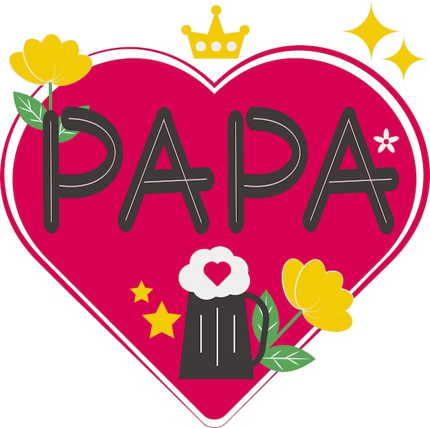 Happy Father's Day Card Heart Flat Icon Vector Symbol Sticker Illustration Design