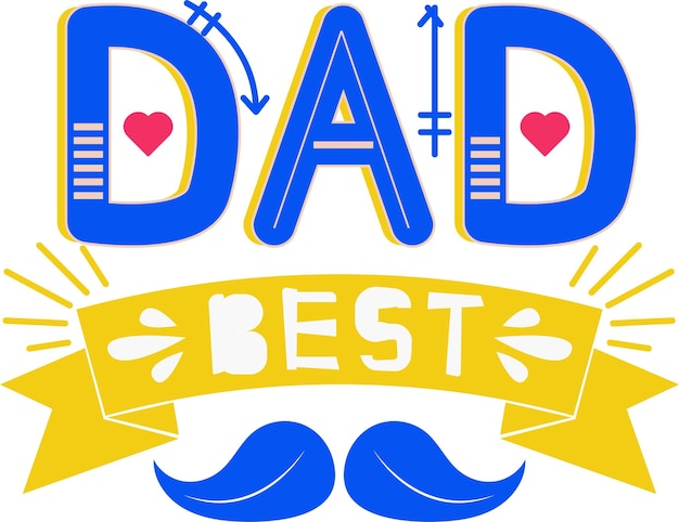 Happy Father's Day Card Lettertype Flat Icon Vector Symbool Sticker Illustratie Ontwerp