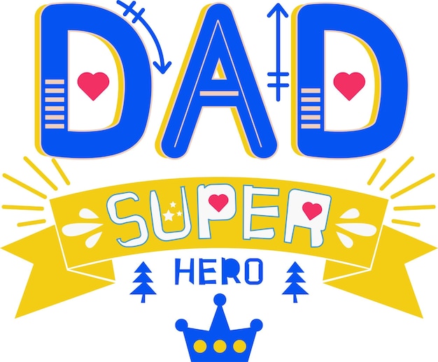 Happy Father's Day Card Lettertype Flat Icon Vector Symbool Sticker Illustratie Ontwerp