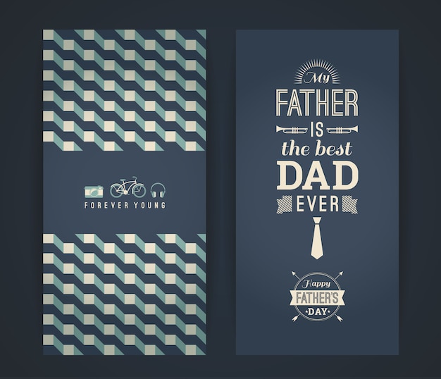 Vector happy father´s day card in retro style.