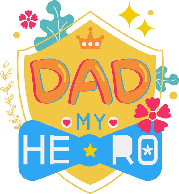 Happy father's day card shield cravat flat icon vector symbol sticker illustration design