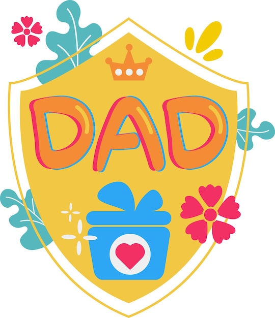 Vettore happy father's day card shield gift flat icon vector symbol sticker illustration design