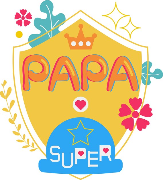 Happy Father's Day Card Shield Hat Flat Icon Vector Symbol Sticker Illustration Design