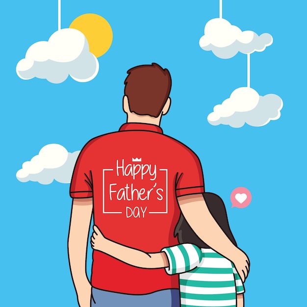 Vector happy father's day cartoon illustration