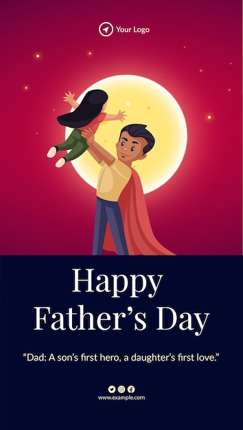 Vector happy father's day cartoon style portrait template design