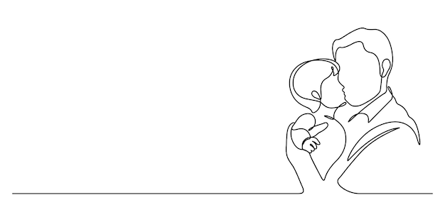 Happy father's day continuous line art illustration Copy space background