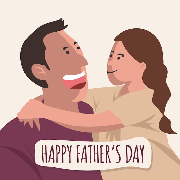 Happy father's day daughter greeting holiday flat design celebration