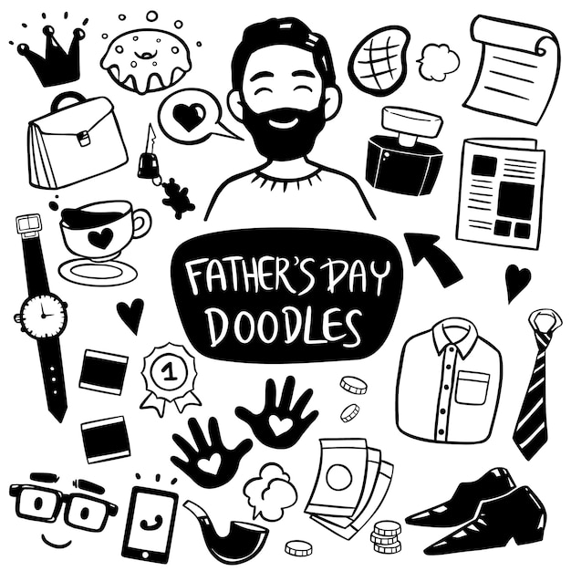 Vector happy father's day doodle element hand drawn