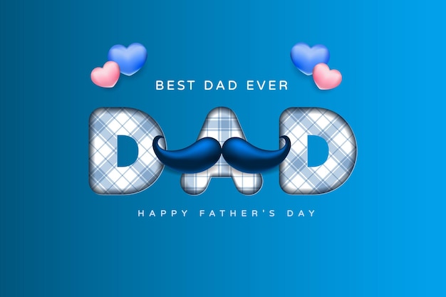 Happy Father's day greeting banner with hearts on blue background vector illustration