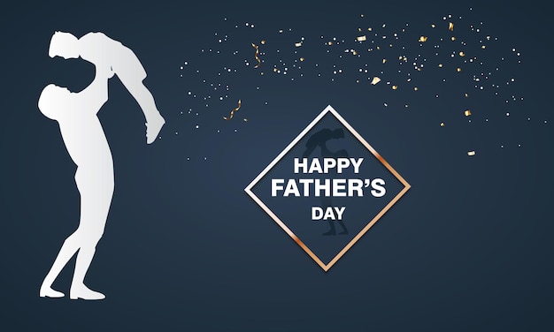 Happy Father's Day greeting card with a father playing with his child. Vector illustration in a flat