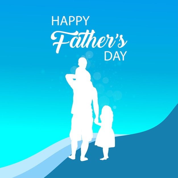 Happy father's day greetings blue white background social media design banner vettore gratuito