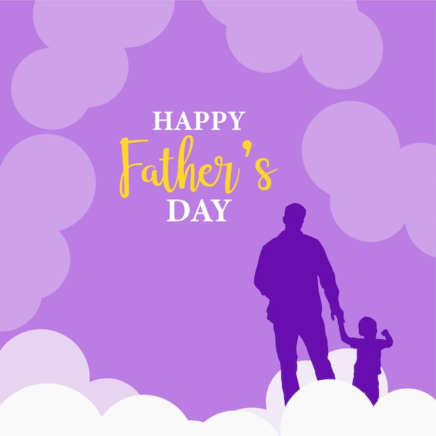 Happy Father's Day Greetings Purple Blue White Background Social Media Design Banner Free Vector