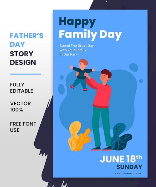 Vector happy father's day instagram story template