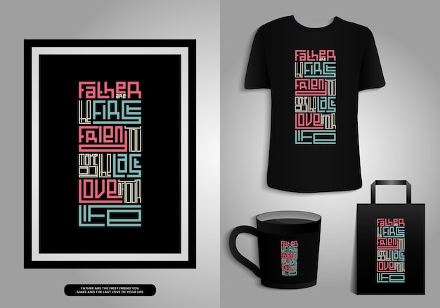 Happy father's day quotes tipografia poster tshirt mug tote bag merchandise