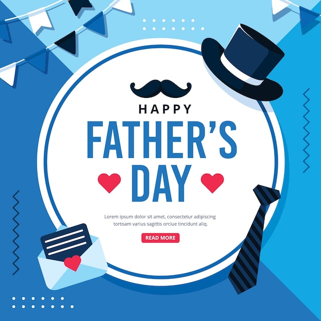 Happy father's day with hat and tie