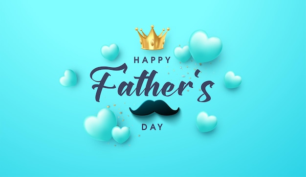 happy father's day with love balloon illustration and golden crown