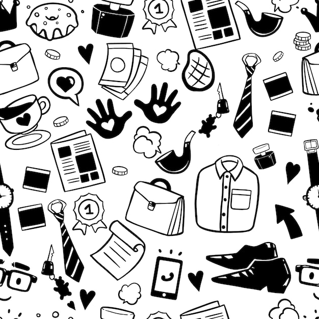 Happy Father seamless pattern doodles 