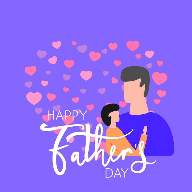 Счастливый отец с ребенком Дизайн открытки ко Дню отца