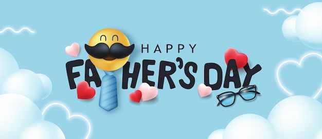 Vector happy fathers day banner met snor smiley